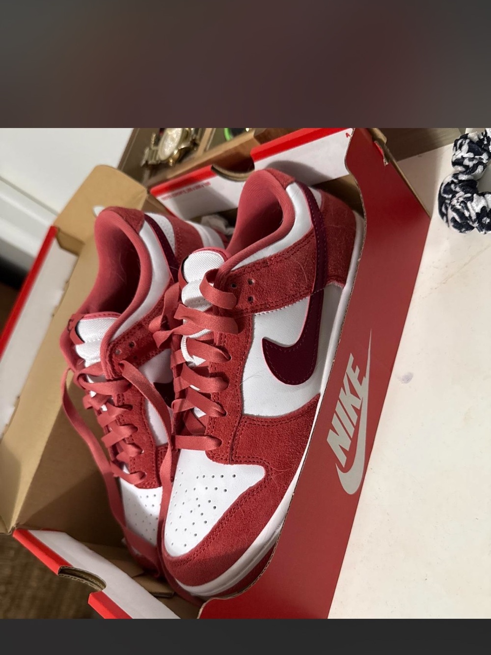 Nike Red and White Dunk Low “Vday” size 8 brand new in the box. - Picture 3 of 3